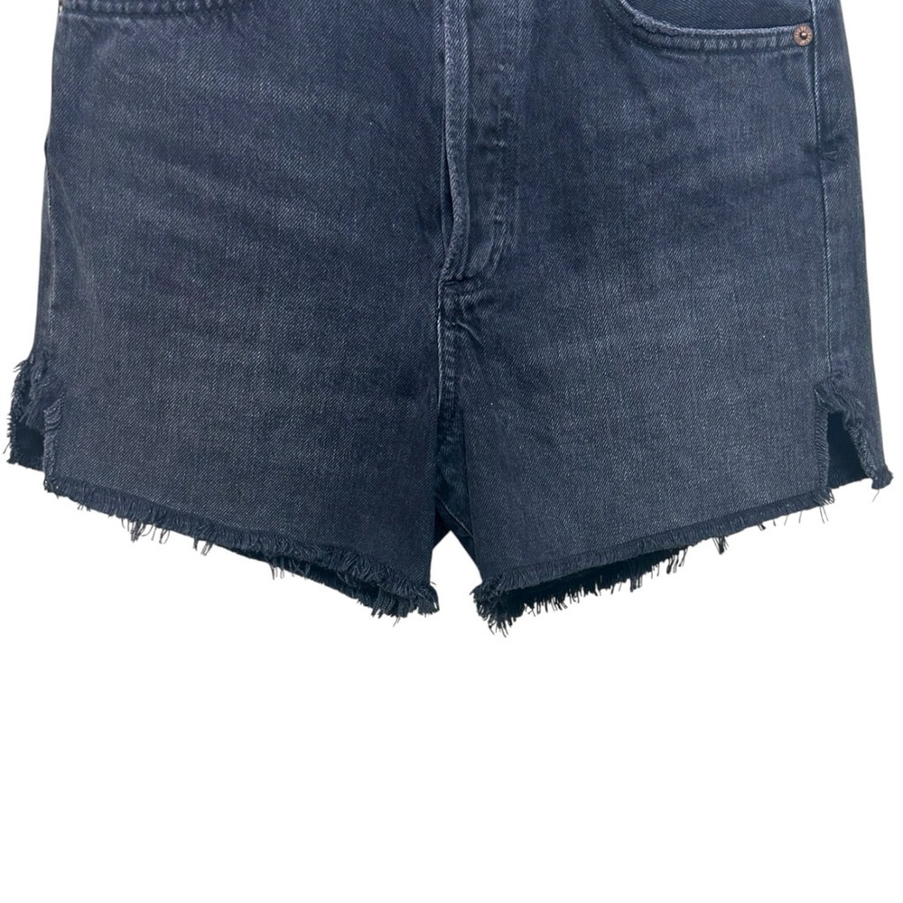 Agolde - Women’s ‘Dee’ High-Rise, Distressed, Frayed Shorts - Black, Size 25 - Picture 5 of 13